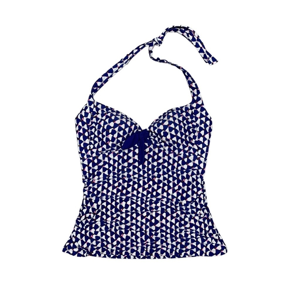 Boden Tankini Top Womenโs Size 8 Halter Bowโ Front Patterned Swim